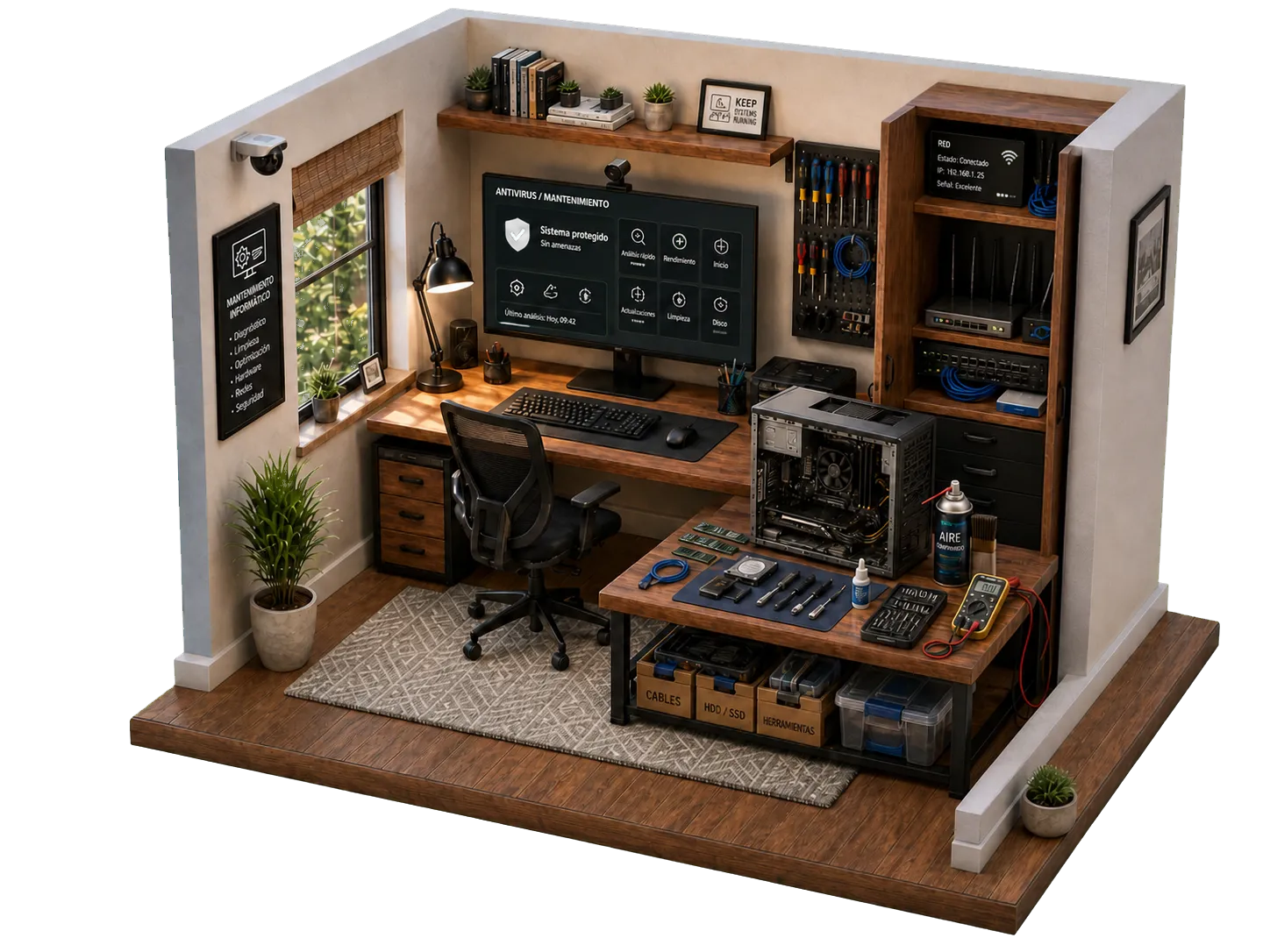 Diorama de mantenimiento informático